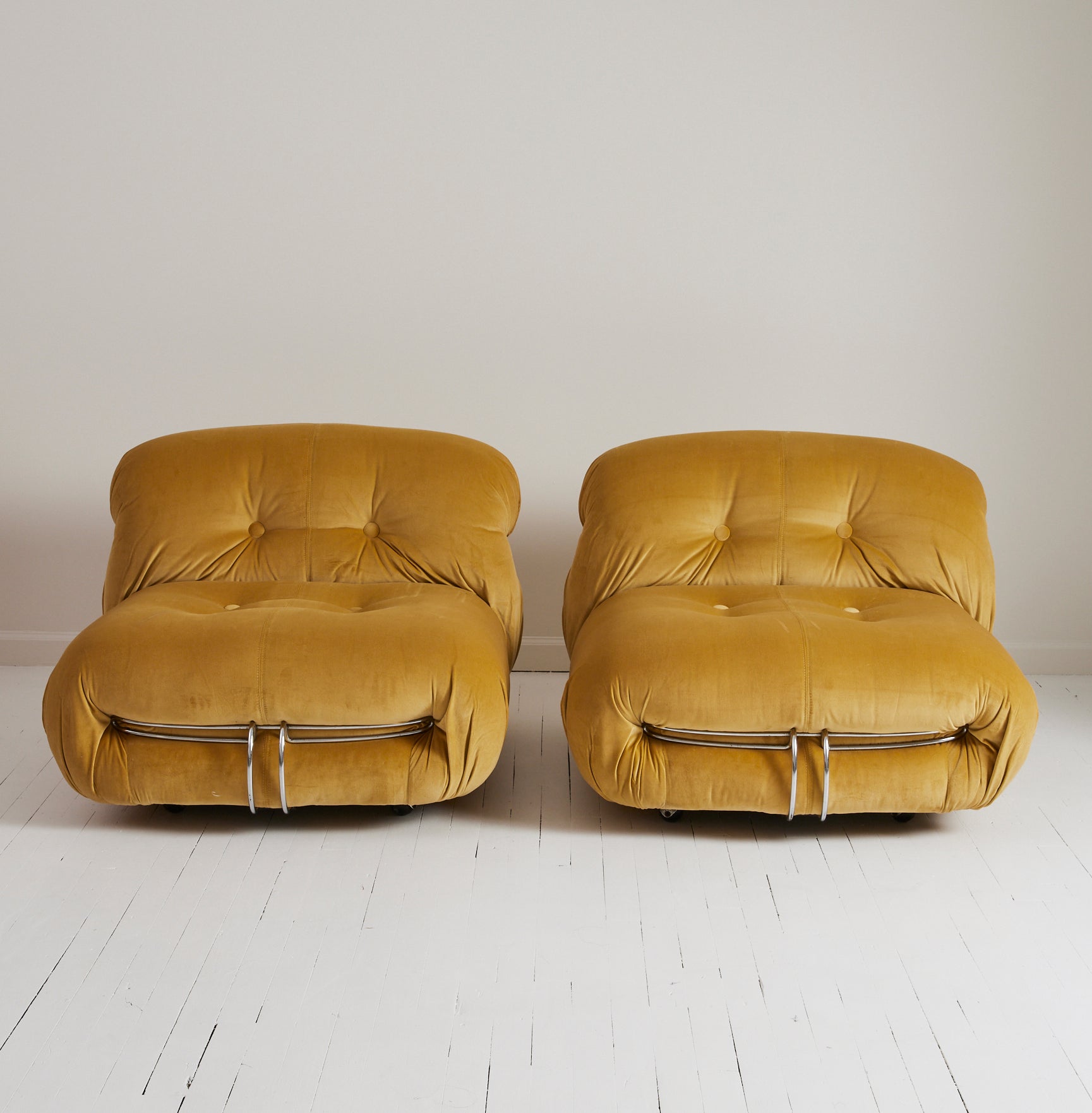 SOLD Afra and Tobia Scarpa "Soriana" Lounge Chairs made by Cassina, 1970's, a pair