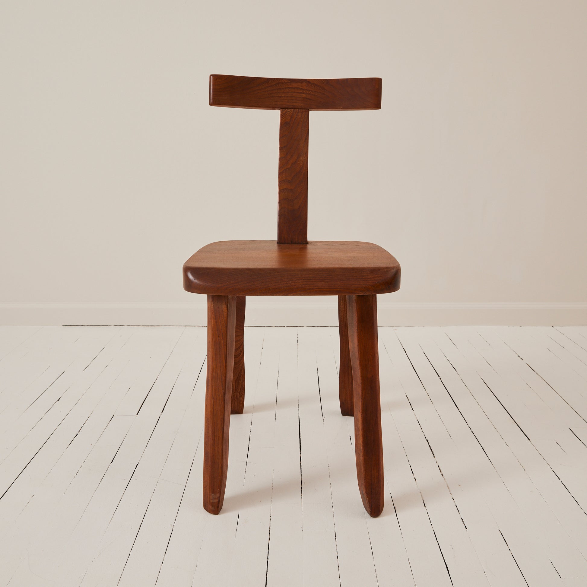 Olavi Hanninen Brutalist T Chair in Solid Elm, 1950's