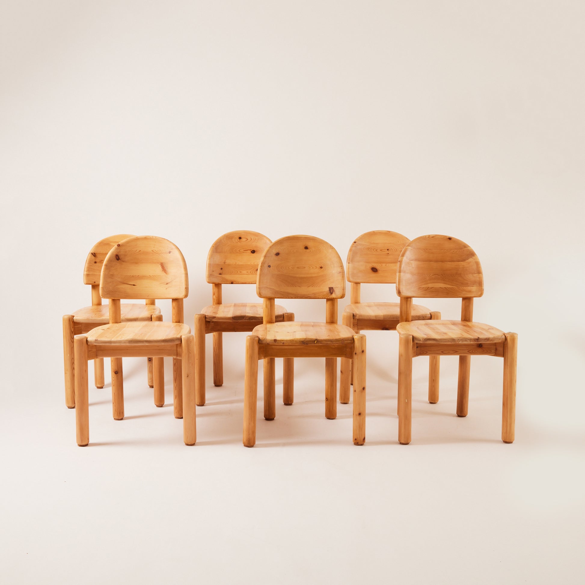 SOLD Rainer Daumiller Solid Pine Chairs, set of 6, 1970's