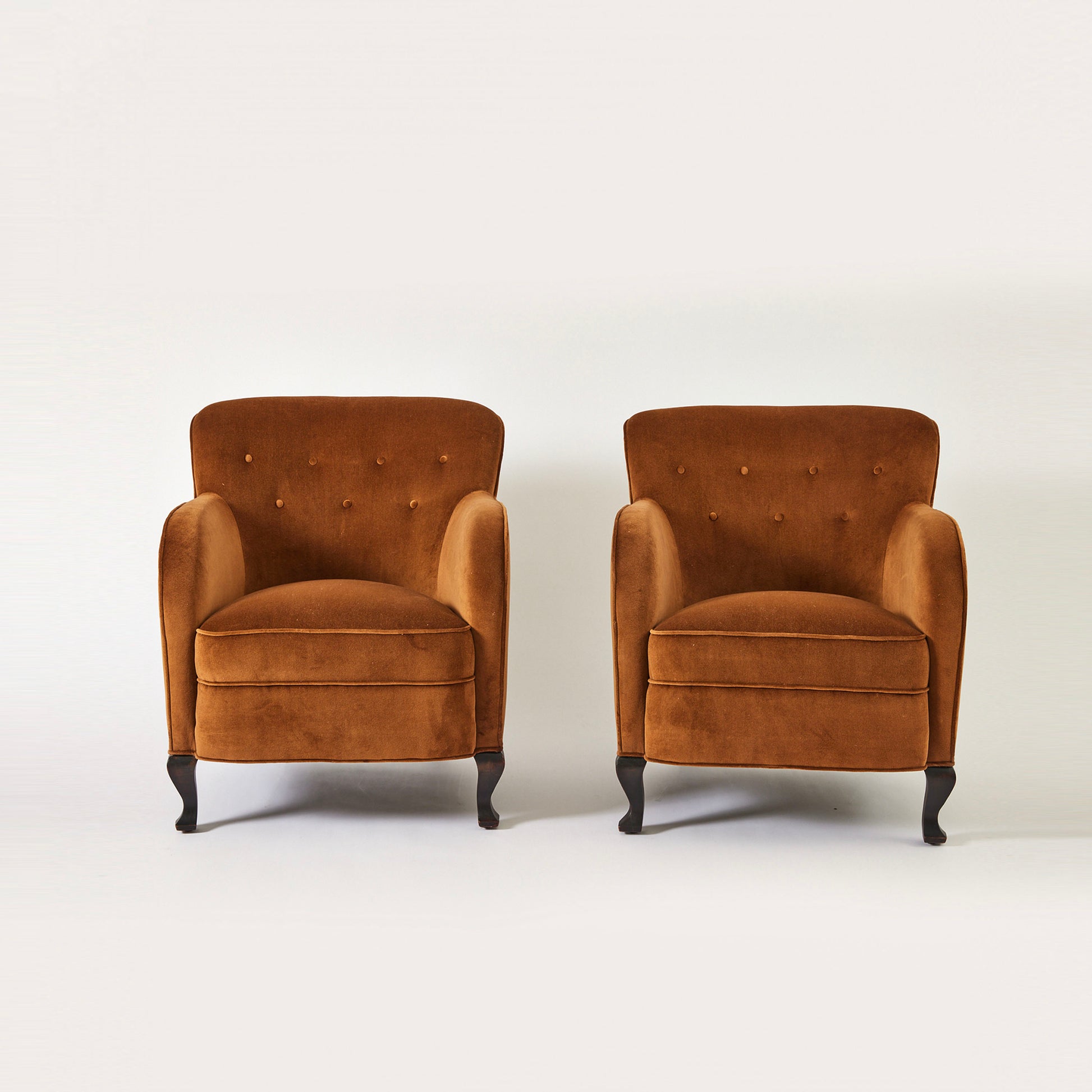 SOLD Swedish Armchairs in Velvet, 1920's/30s