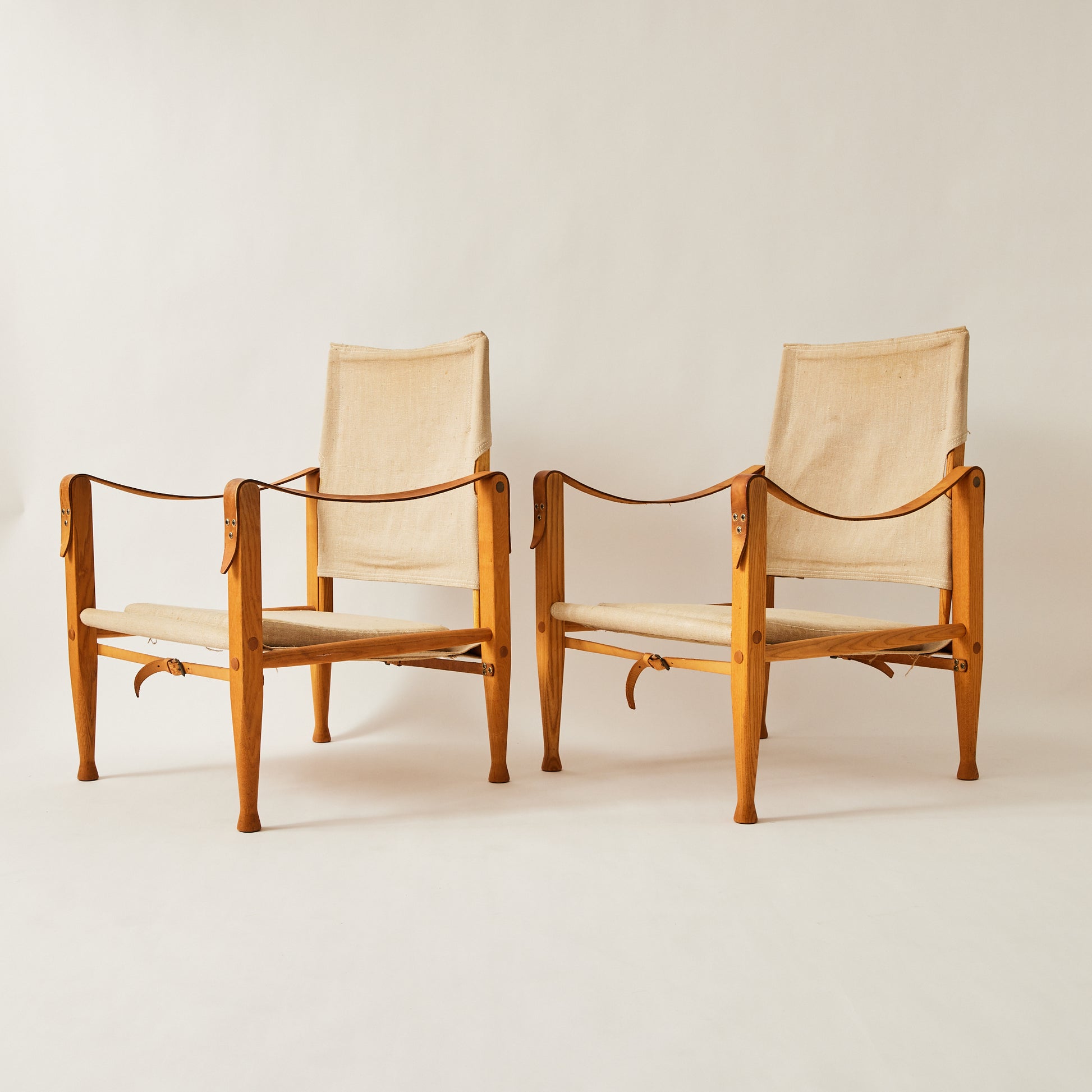 SOLD Kaare Klint Safari Chairs for Rud Rasmussen in  and Canvas