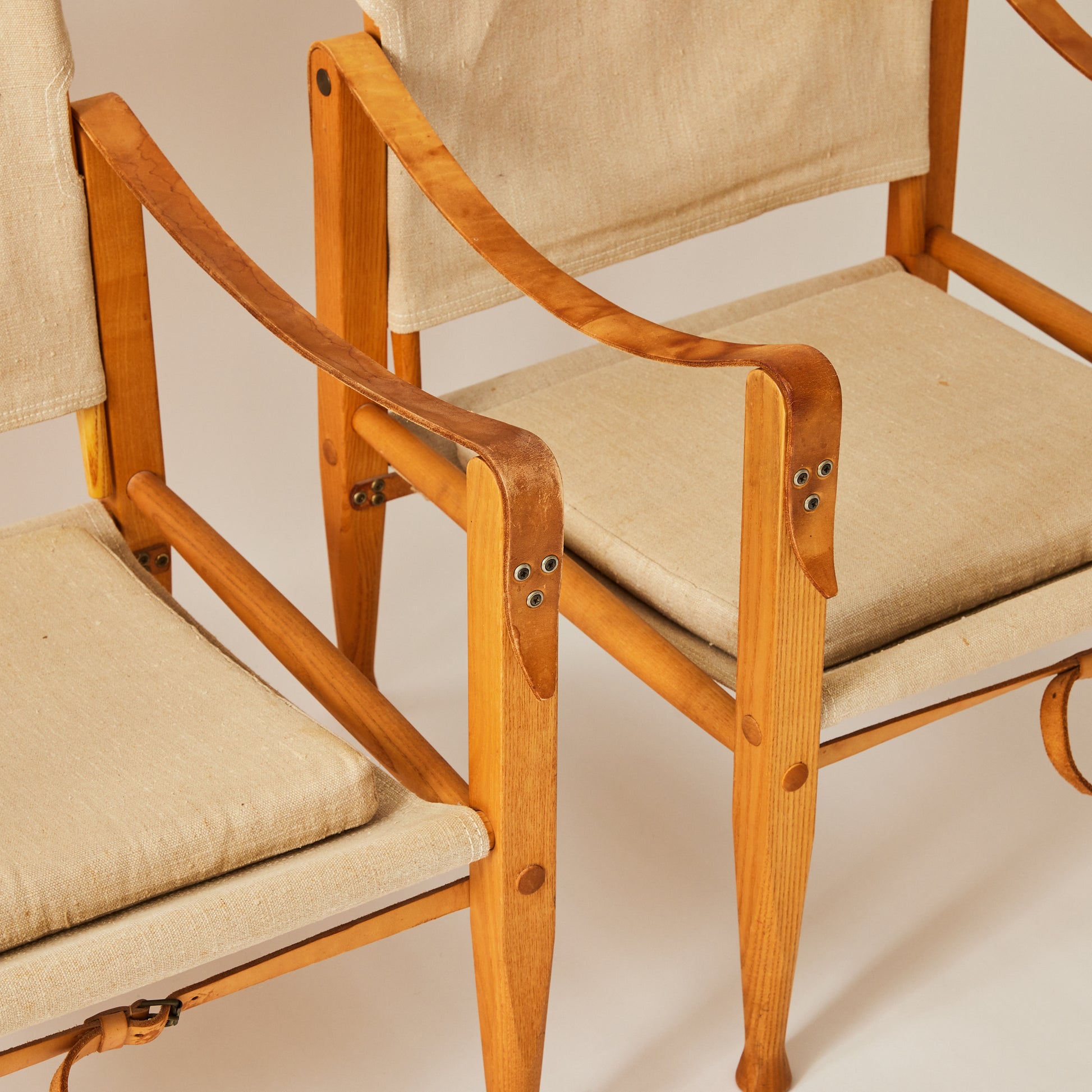 SOLD Kaare Klint Safari Chairs for Rud Rasmussen in  and Canvas