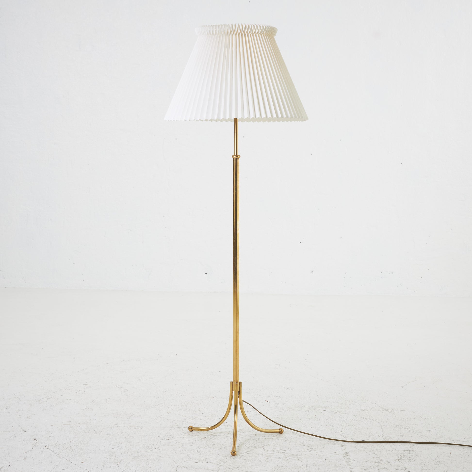 SOLD 1950s Josef Frank Floor Lamp Model 2326, Svenskt Tenn, Brass Base With Pleated Shade