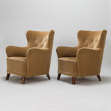 SOLD 1950s Mid Century Modern Swedish Armchairs in Velvet - Set of 2