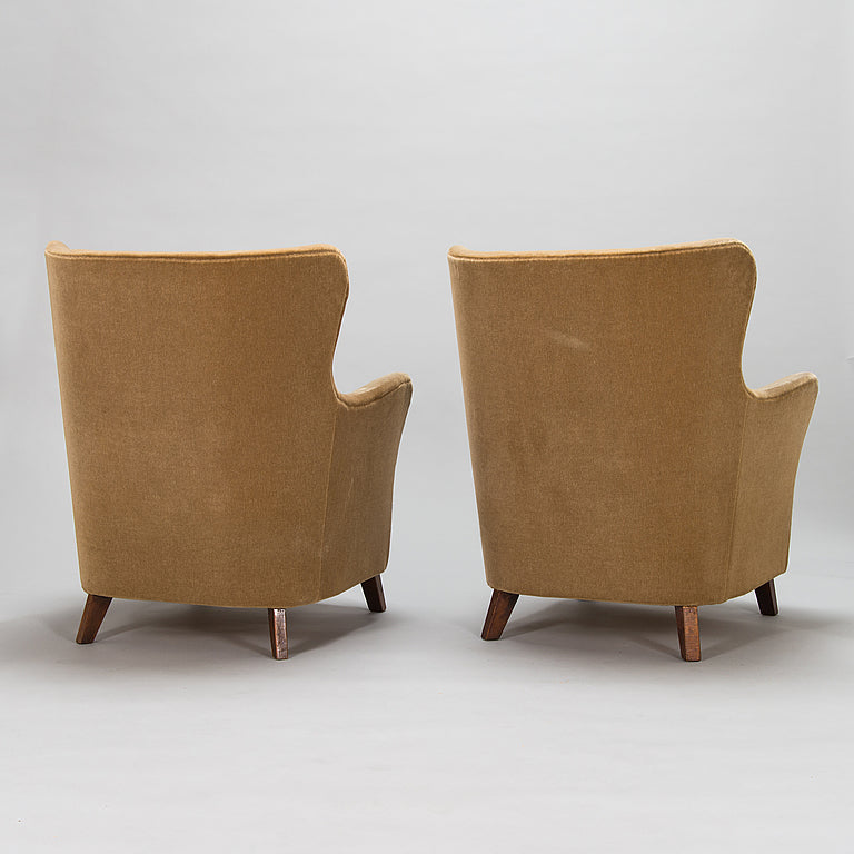 SOLD 1950s Mid Century Modern Swedish Armchairs in Velvet - Set of 2