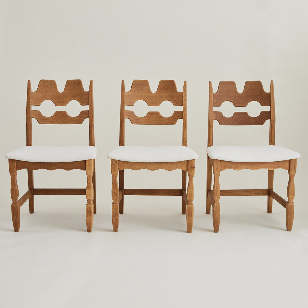 SOLD Henry Kjaernulf Oak "Razorblade" Chairs, 1960s Vintage Danish Mid Century, Set of 6