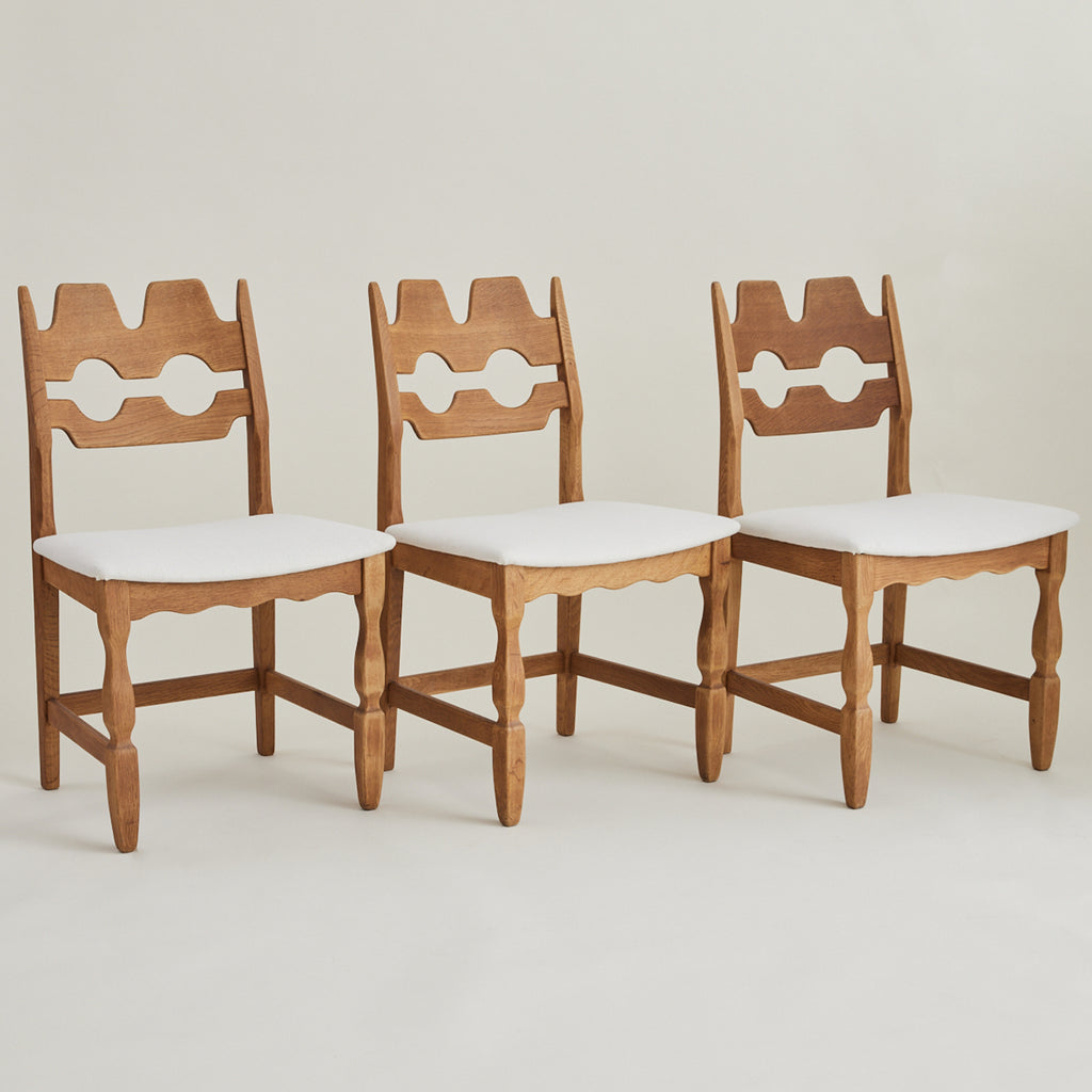 SOLD Henry Kjaernulf Oak "Razorblade" Chairs, 1960s Vintage Danish Mid Century, Set of 6