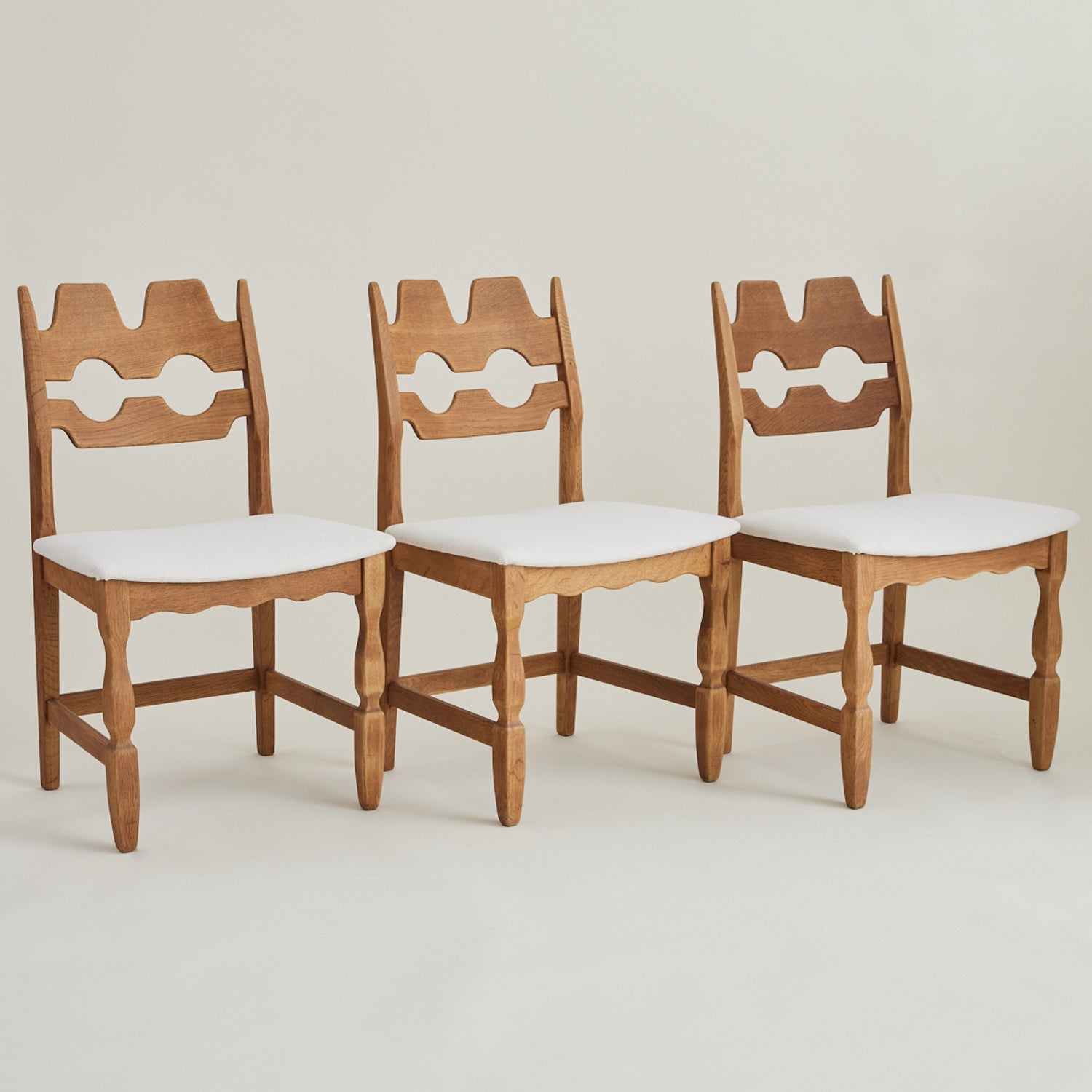 SOLD Henry Kjaernulf Oak "Razorblade" Chairs, 1960s Vintage Danish Mid Century, Set of 6