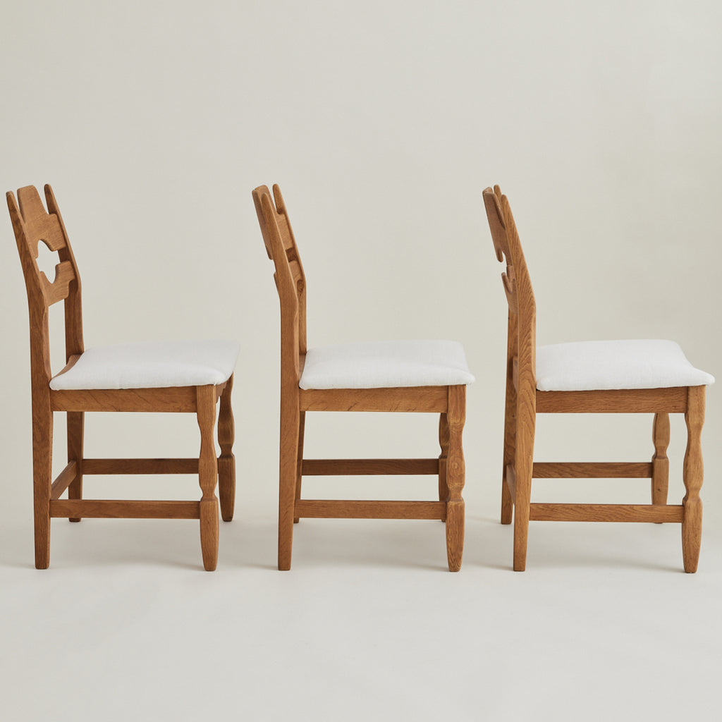 SOLD Henry Kjaernulf Oak "Razorblade" Chairs, 1960s Vintage Danish Mid Century, Set of 6