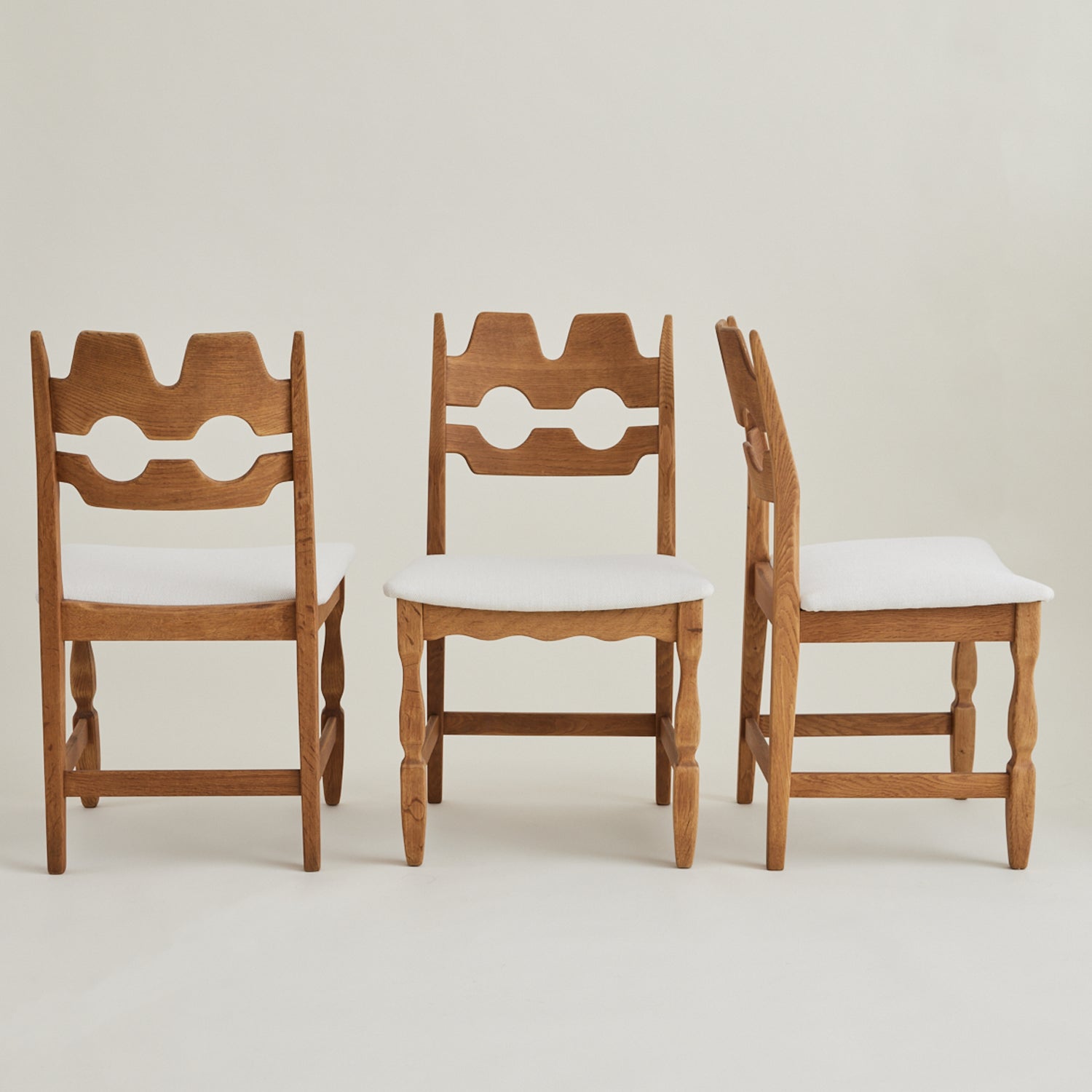 SOLD Henry Kjaernulf Oak "Razorblade" Chairs, 1960s Vintage Danish Mid Century, Set of 6