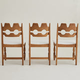 Henry Kjaernulf Oak "Razorblade" Chairs, 1960s Vintage Danish Mid Century, Set of 6