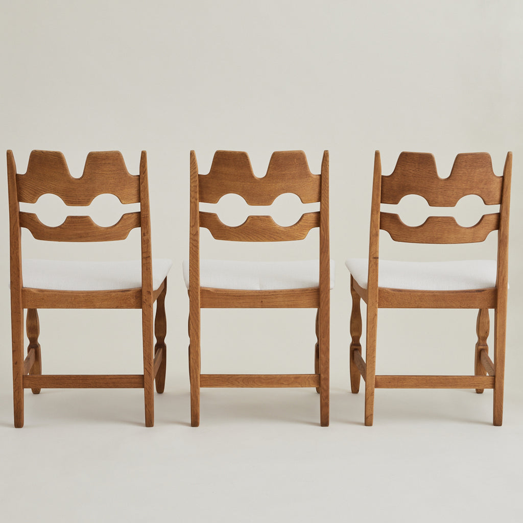 SOLD Henry Kjaernulf Oak "Razorblade" Chairs, 1960s Vintage Danish Mid Century, Set of 6