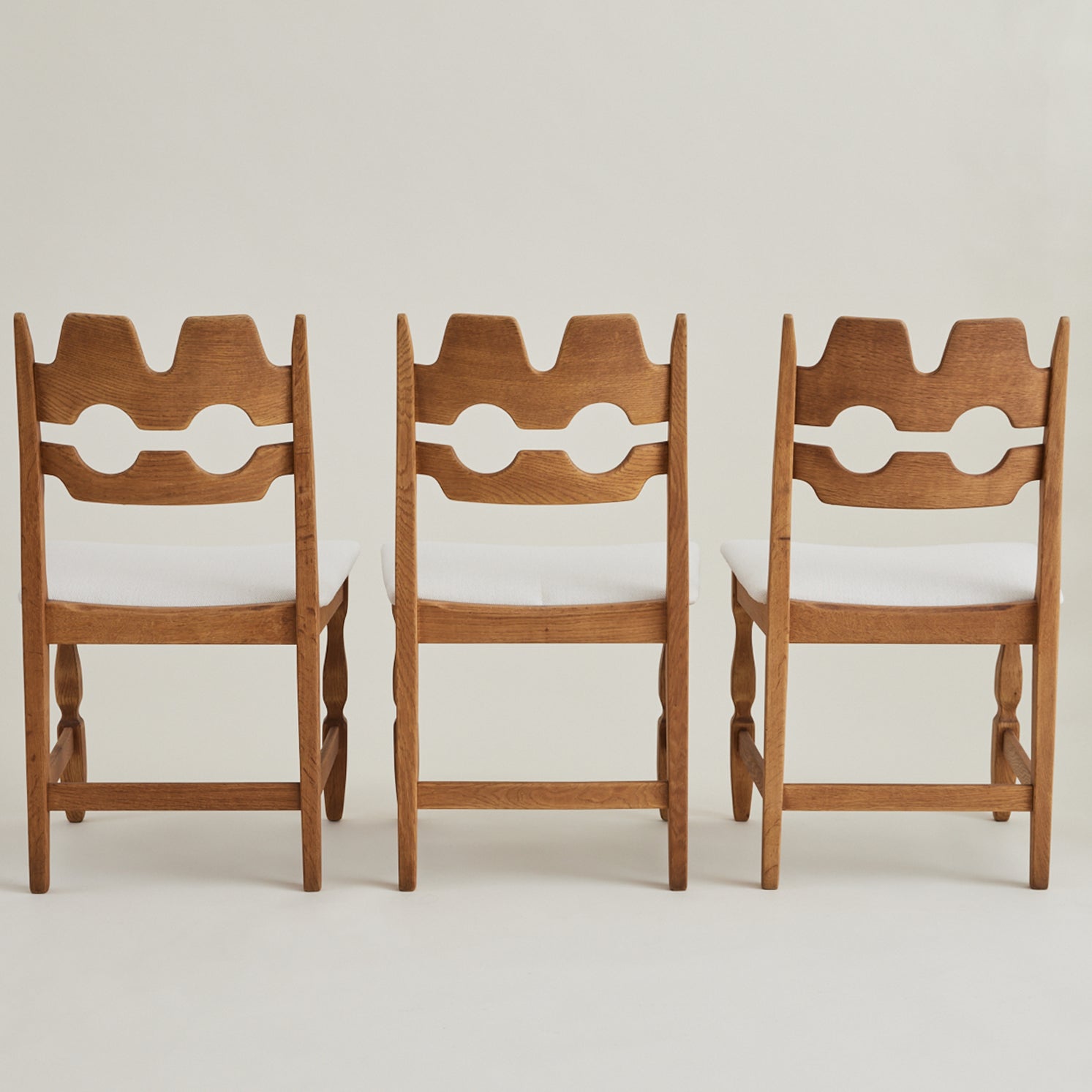 SOLD Henry Kjaernulf Oak "Razorblade" Chairs, 1960s Vintage Danish Mid Century, Set of 6