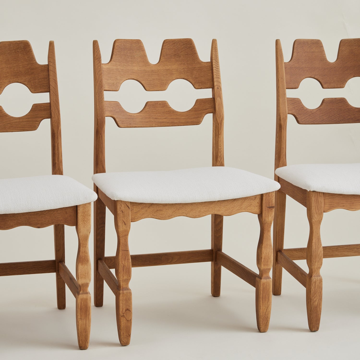 SOLD Henry Kjaernulf Oak "Razorblade" Chairs, 1960s Vintage Danish Mid Century, Set of 6