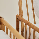 Vintage Italian Rattan Lounge chairs with boucle cushions, 1960's.