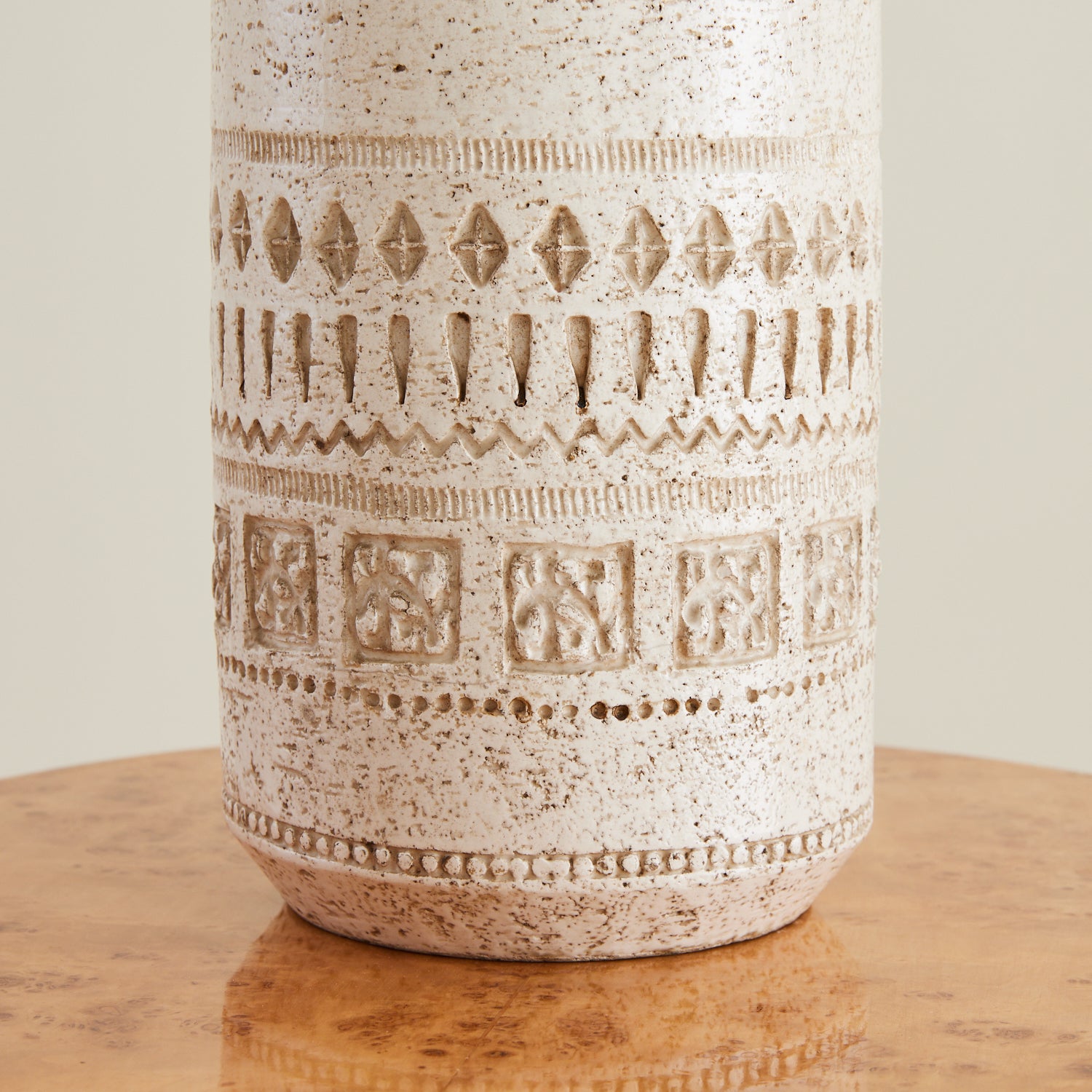 Large Bitossi Ceramic Lamp with Rattan shade, 1960's