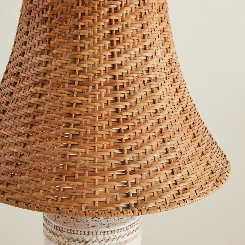 Large Bitossi Ceramic Lamp with Rattan shade, 1960's