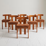 Luigi Vaghi Italian Modern Walnut Dining Chairs, 1970's, Set of 6