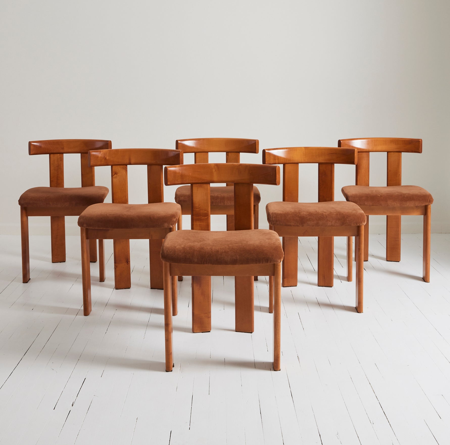 SOLD Luigi Vaghi Italian Modern Walnut Dining Chairs, 1970's, Set of 6