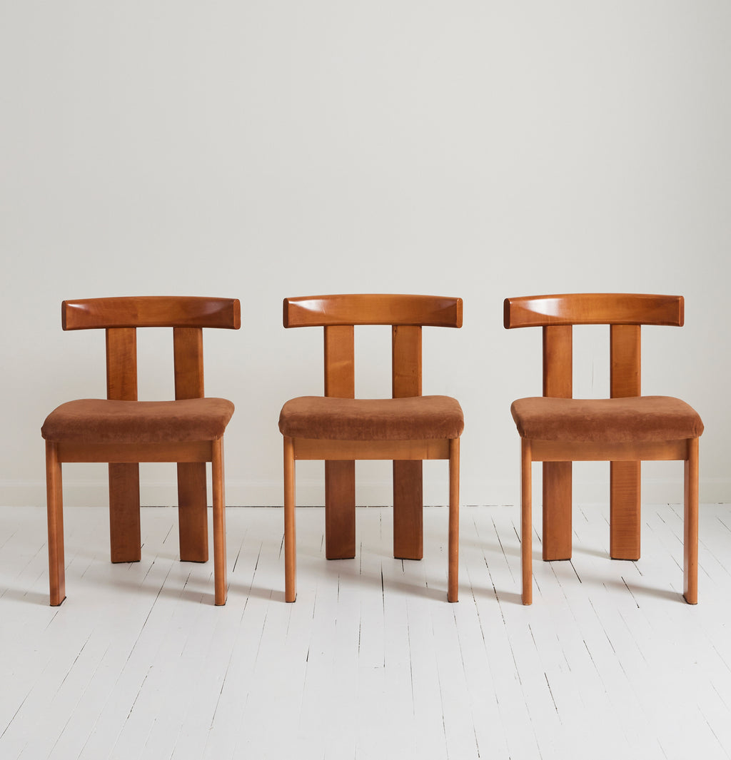 SOLD Luigi Vaghi Italian Modern Walnut Dining Chairs, 1970's, Set of 6