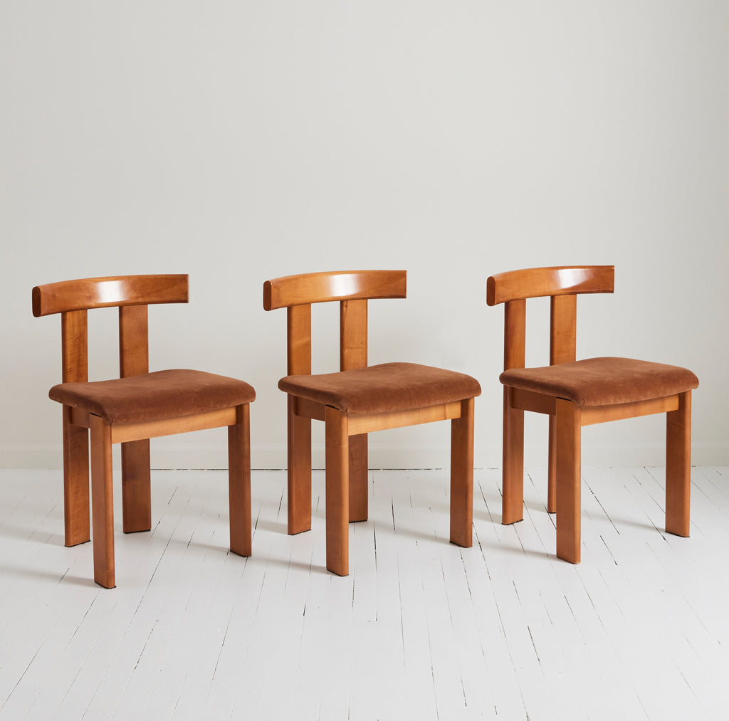 SOLD Luigi Vaghi Italian Modern Walnut Dining Chairs, 1970's, Set of 6