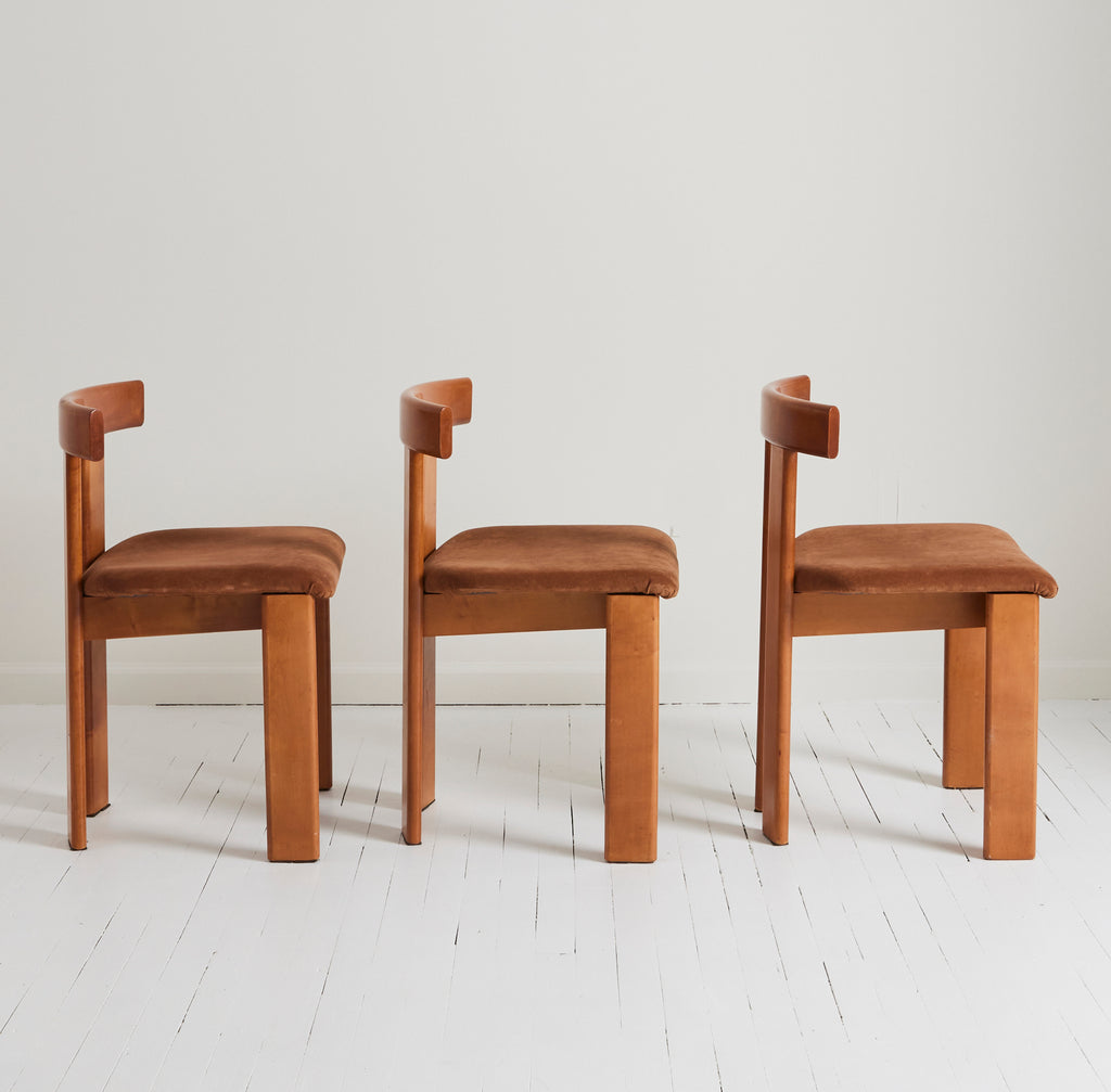 SOLD Luigi Vaghi Italian Modern Walnut Dining Chairs, 1970's, Set of 6