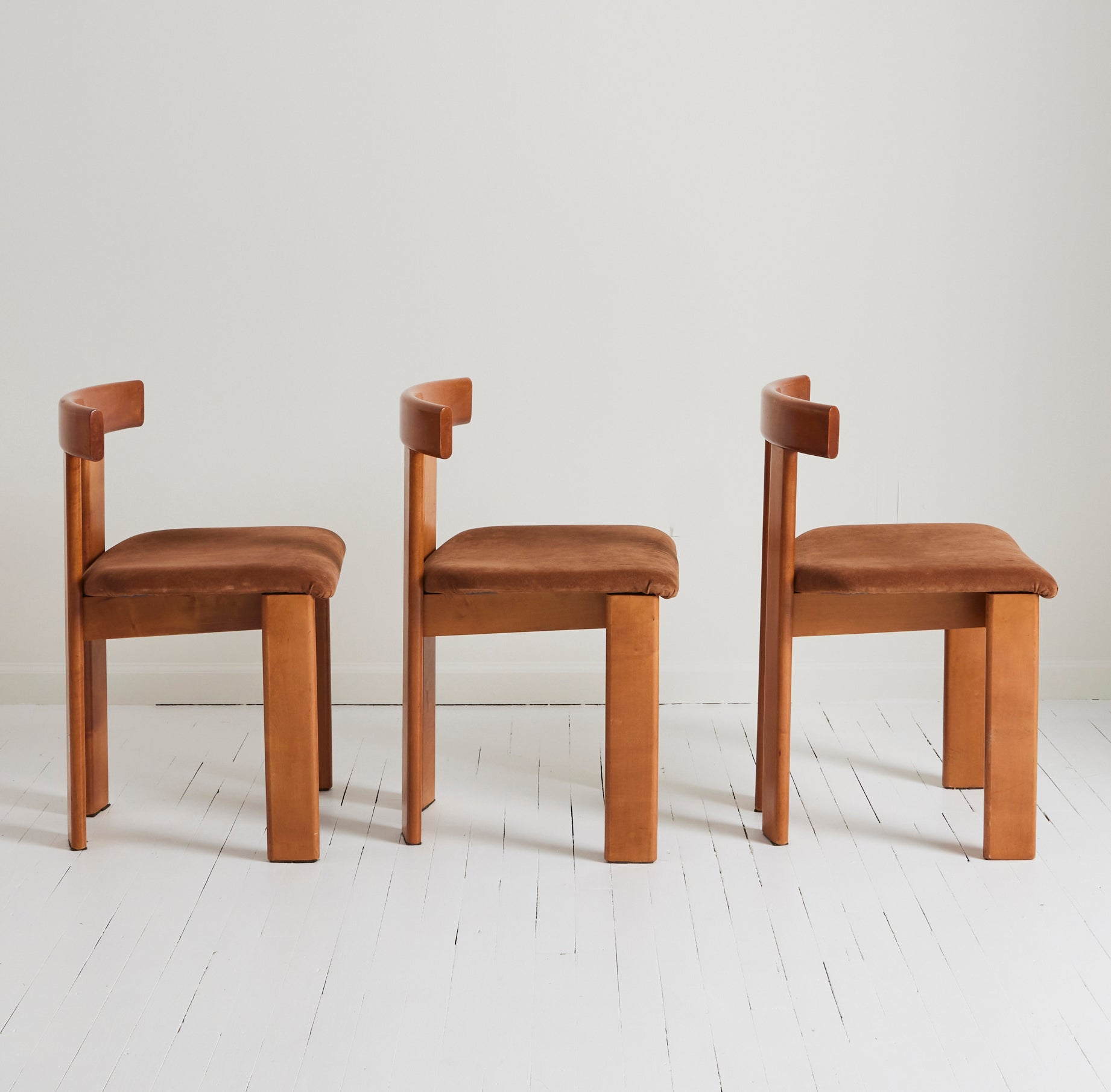 SOLD Luigi Vaghi Italian Modern Walnut Dining Chairs, 1970's, Set of 6