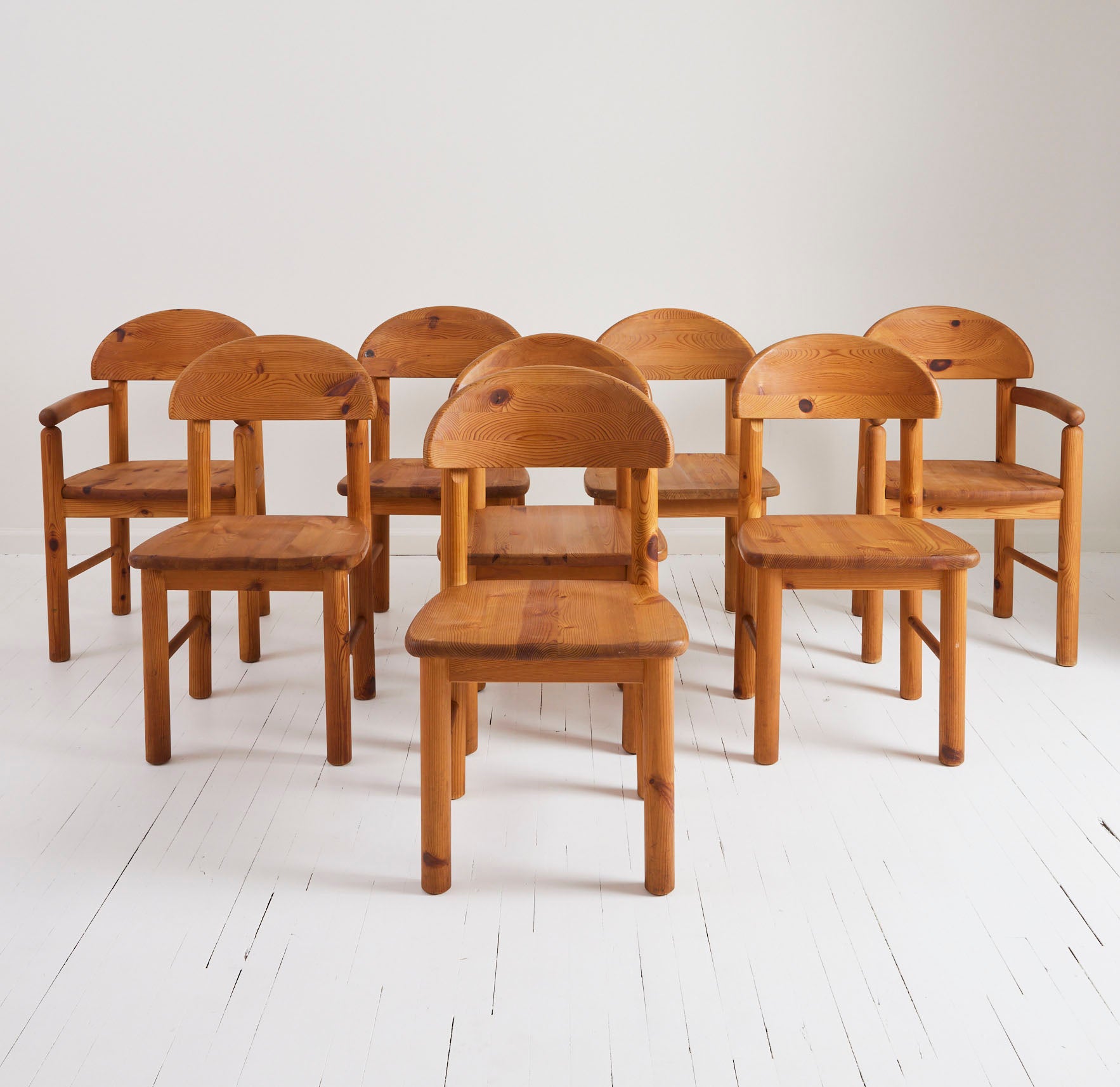 SOLD Rainer Daumiller Pine Dining Chairs, Mid Century Danish Design, 1970's, Set of 8