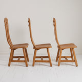 De Puydt Belgian Brutalist Oak Dining Chairs, 1970's, Set of 5