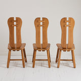 De Puydt Belgian Brutalist Oak Dining Chairs, 1970's, Set of 5