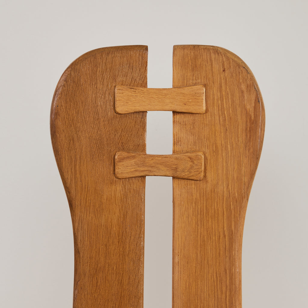 De Puydt Belgian Brutalist Oak Dining Chairs, 1970's, set of 6