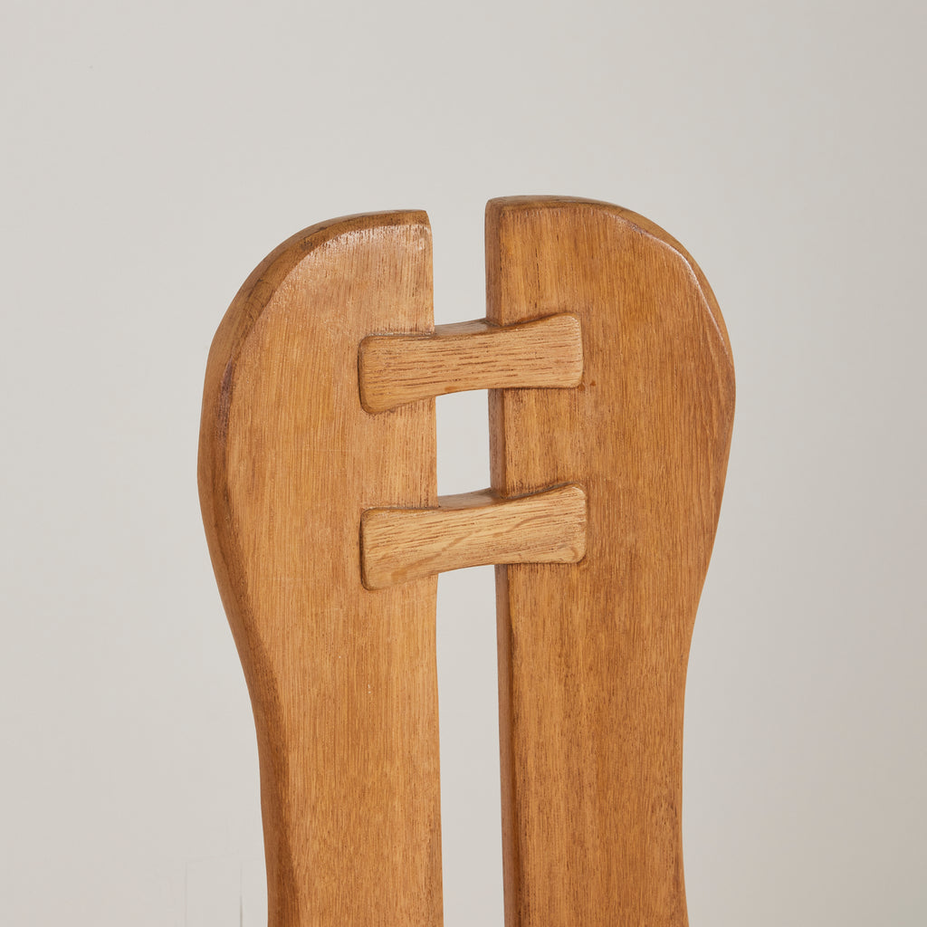 De Puydt Belgian Brutalist Oak Dining Chairs, 1970's, set of 6