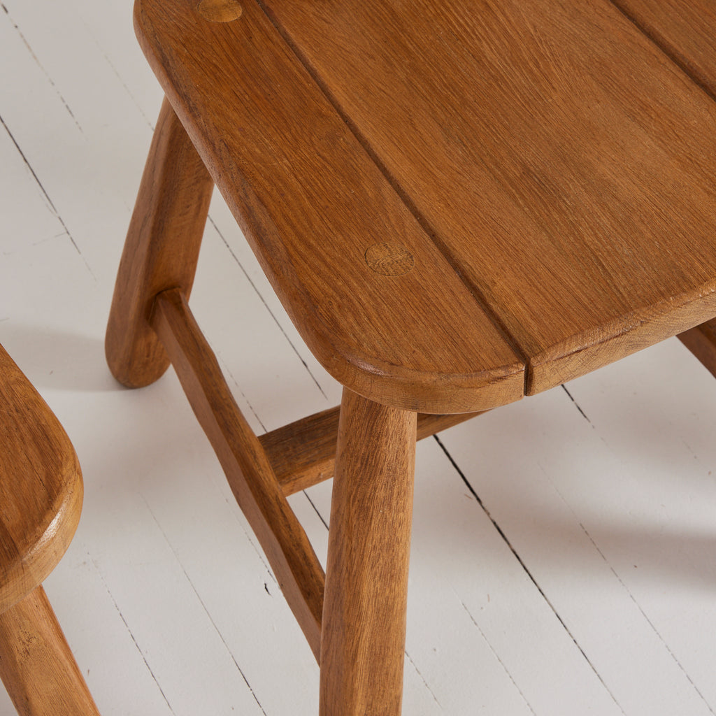 De Puydt Belgian Brutalist Oak Dining Chairs, 1970's, set of 6