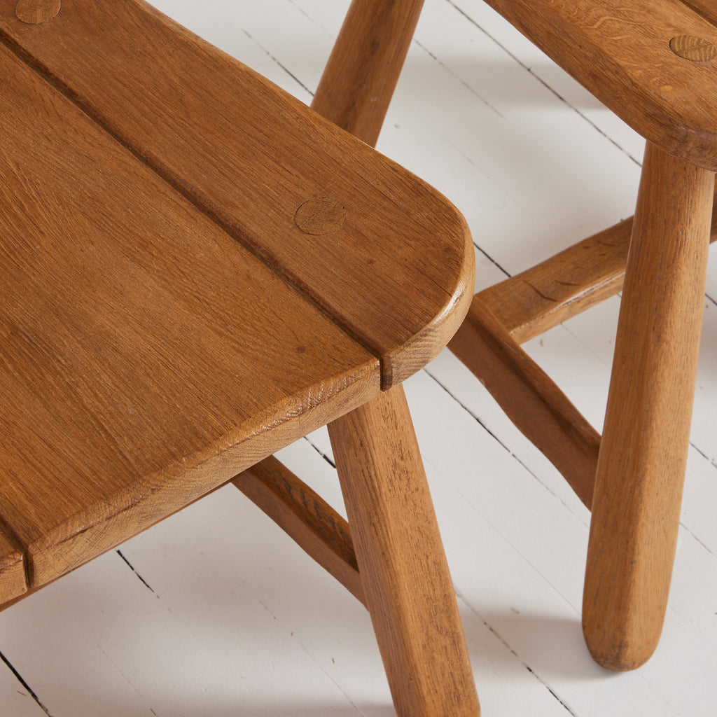 De Puydt Belgian Brutalist Oak Dining Chairs, 1970's, set of 6