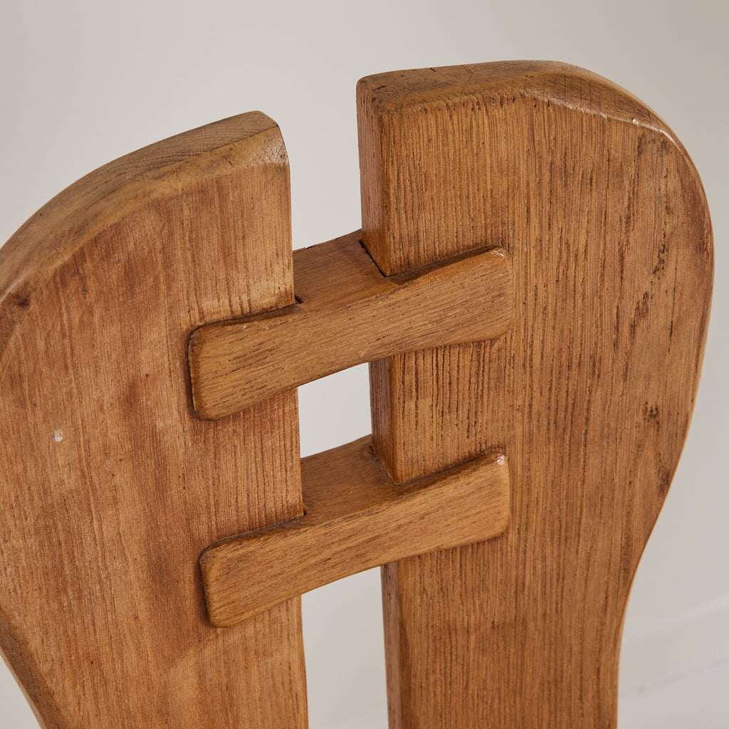 De Puydt Belgian Brutalist Oak Dining Chairs, 1970's, set of 6