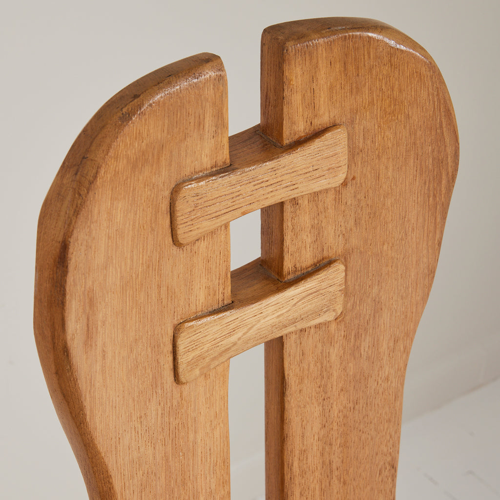 De Puydt Belgian Brutalist Oak Dining Chairs, 1970's, set of 6