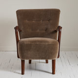 Alfred Christiansen Danish Modern Velvet Mohair Easy Chair, 1940s