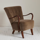 Alfred Christiansen Danish Modern Velvet Mohair Easy Chair, 1940s