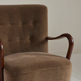 Alfred Christiansen Danish Modern Velvet Mohair Easy Chair, 1940s