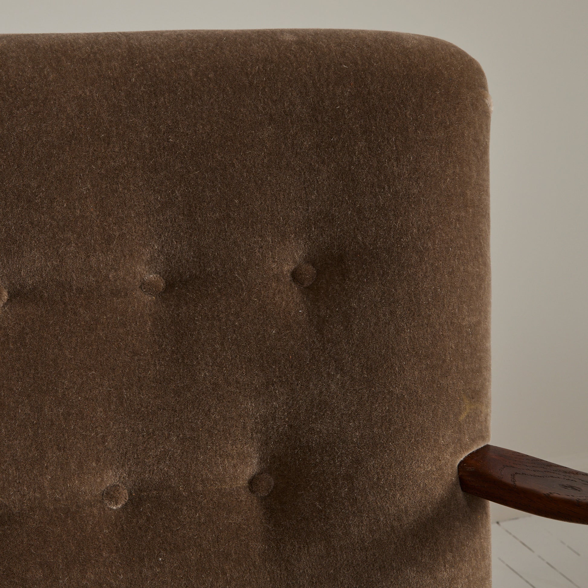 SOLD Alfred Christiansen Danish Modern Velvet Mohair Easy Chair, 1940s