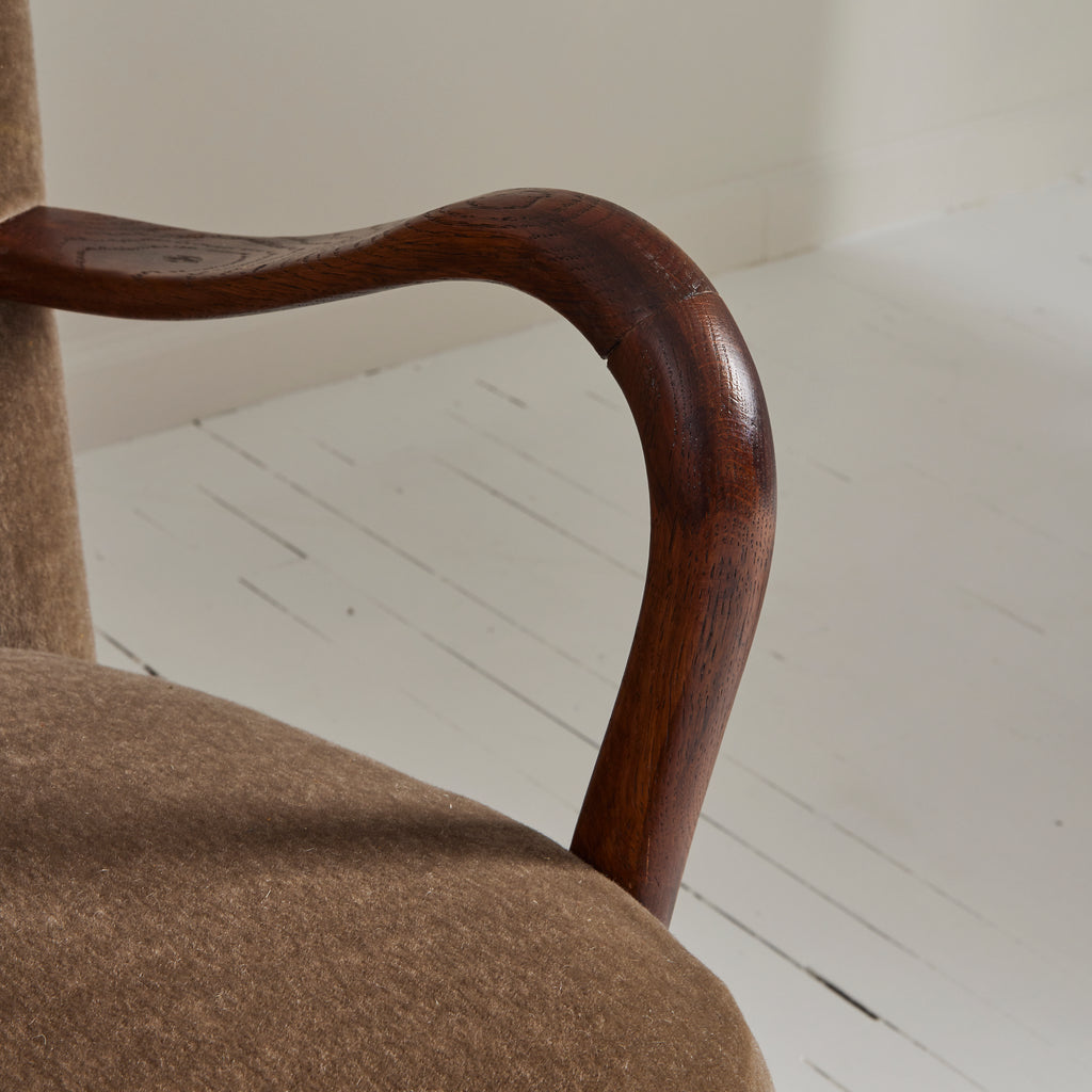 SOLD Alfred Christiansen Danish Modern Velvet Mohair Easy Chair, 1940s