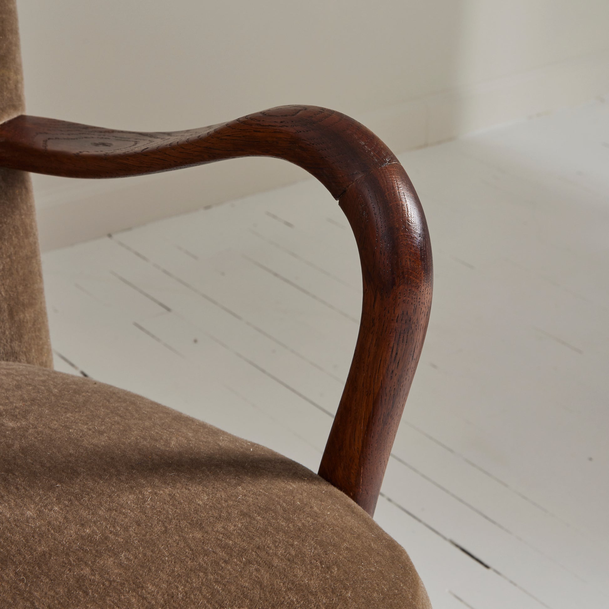 SOLD Alfred Christiansen Danish Modern Velvet Mohair Easy Chair, 1940s