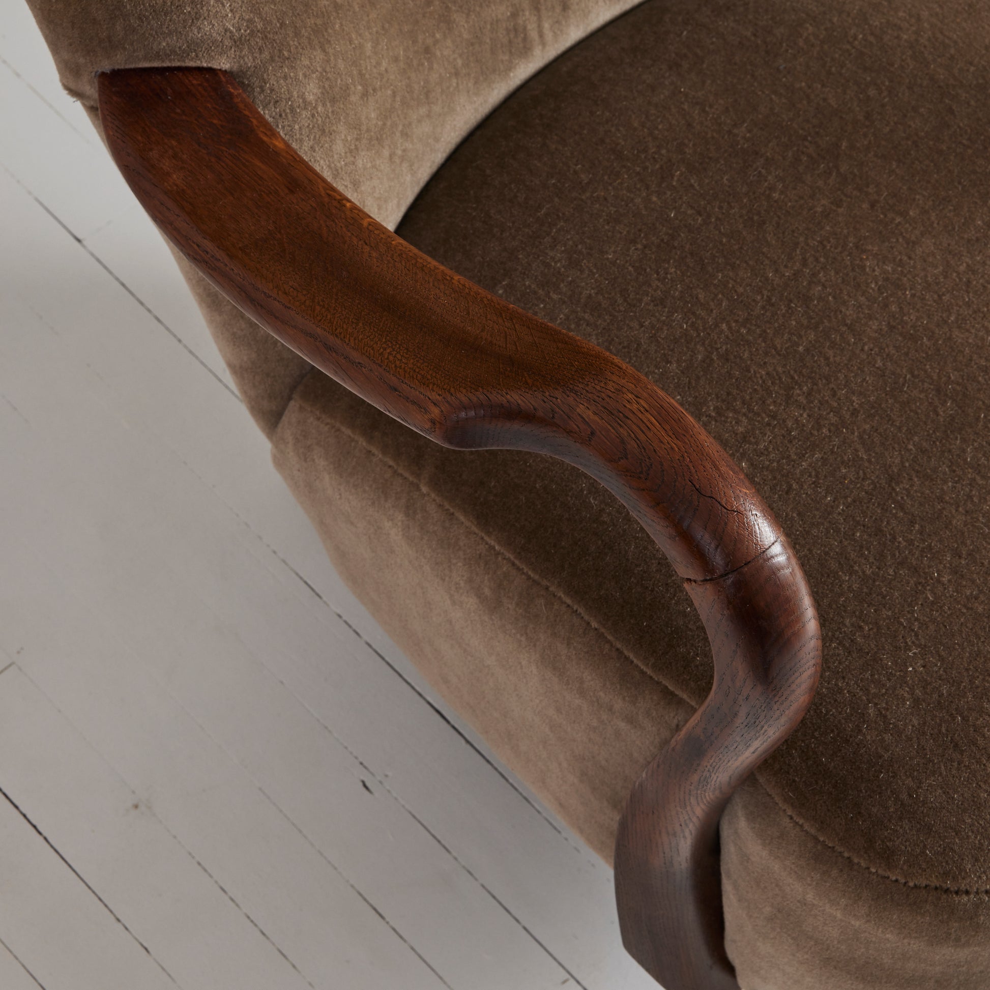 SOLD Alfred Christiansen Danish Modern Velvet Mohair Easy Chair, 1940s