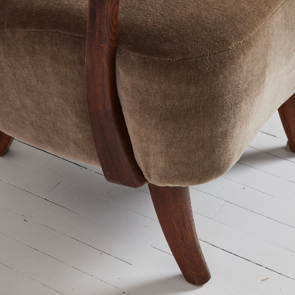 SOLD Alfred Christiansen Danish Modern Velvet Mohair Easy Chair, 1940s