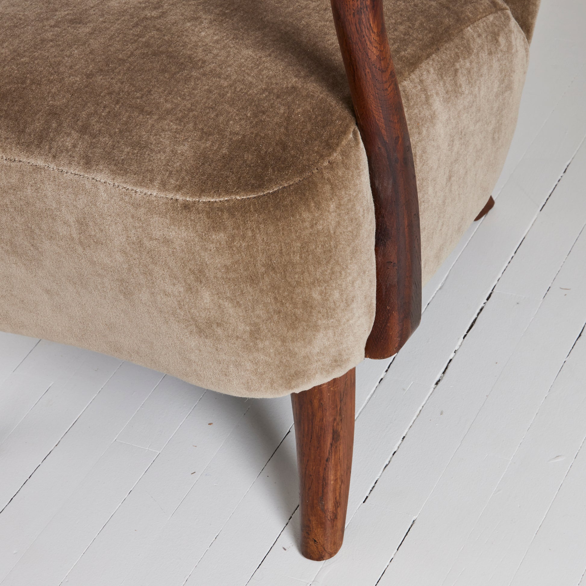 SOLD Alfred Christiansen Danish Modern Velvet Mohair Easy Chair, 1940s