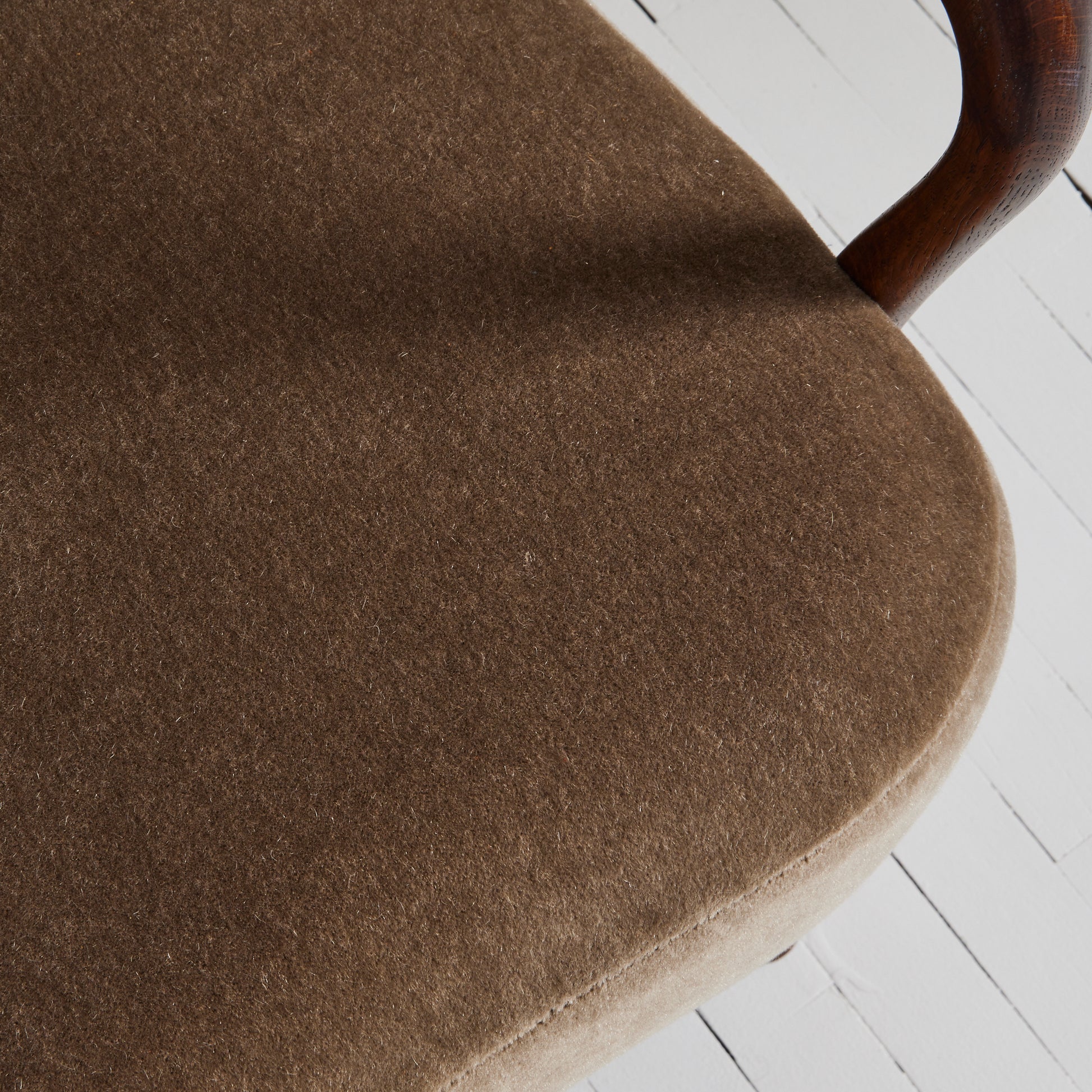 SOLD Alfred Christiansen Danish Modern Velvet Mohair Easy Chair, 1940s