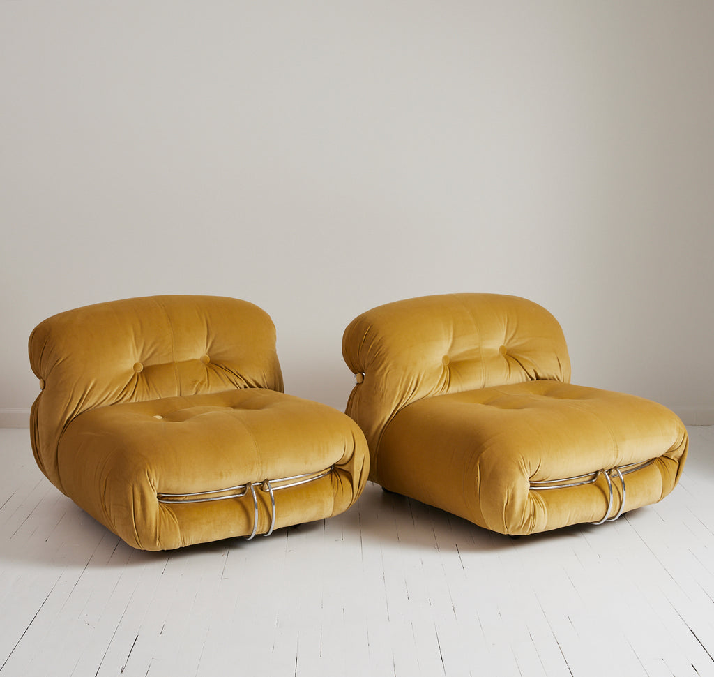 SOLD Afra and Tobia Scarpa "Soriana" Lounge Chairs made by Cassina, 1970's, a pair