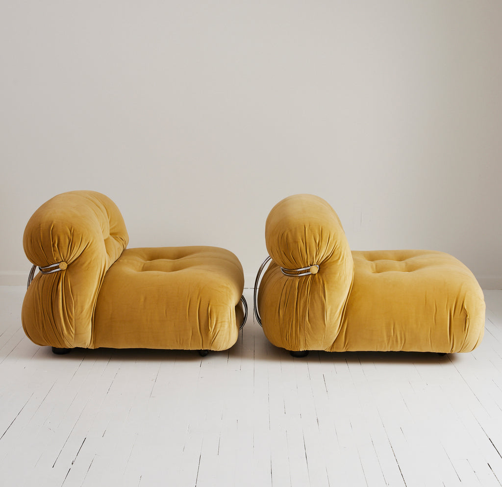 SOLD Afra and Tobia Scarpa "Soriana" Lounge Chairs made by Cassina, 1970's, a pair