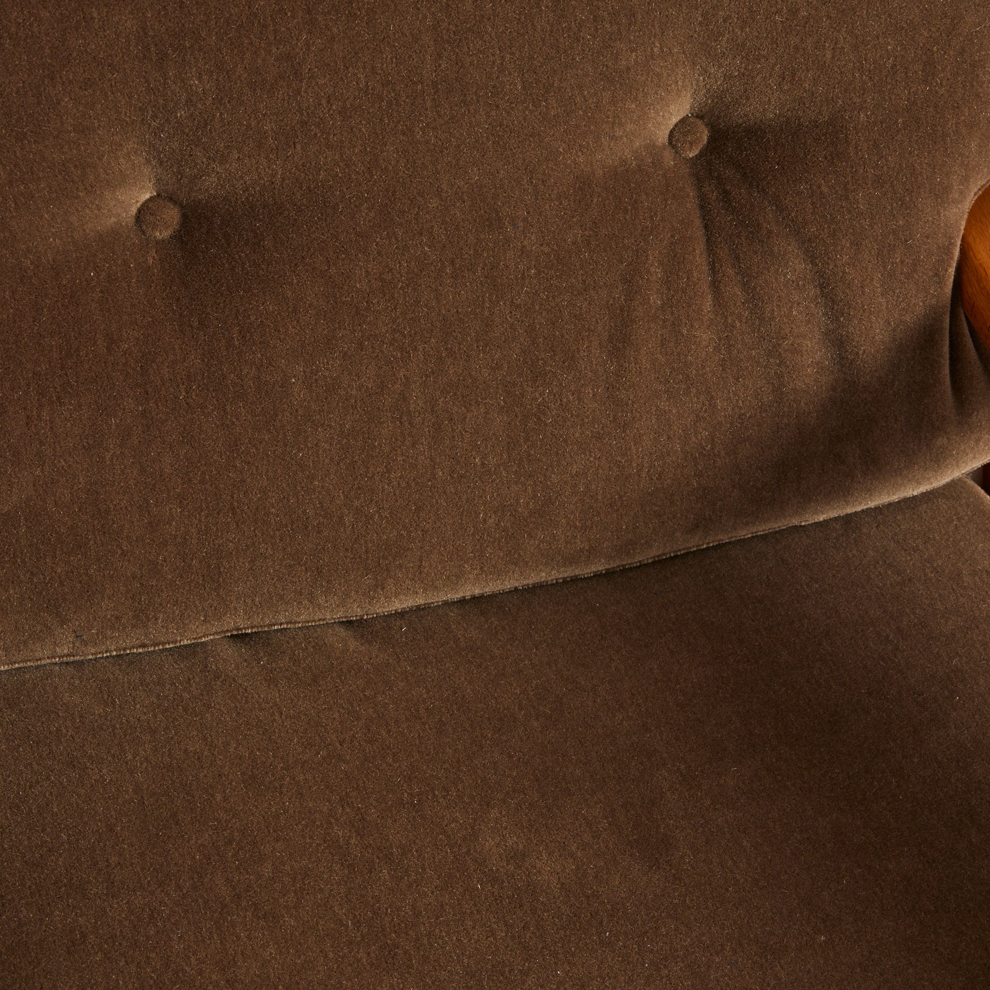 SOLD Esko Pajamies Finnish Velvet Mohair and Oak "Bonanza" Lounge Chairs, 1960s, a Pair