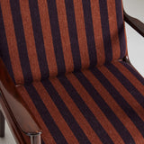 Ole Wanscher Danish Easy Chairs in Mahogany, Loose Striped Cushions 1950s - Set of 2